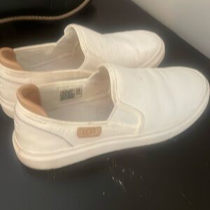 White leather Ugg sip ons. Worn once